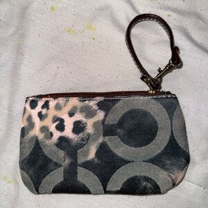 Coach Black and Brown Patterned Wristlet
